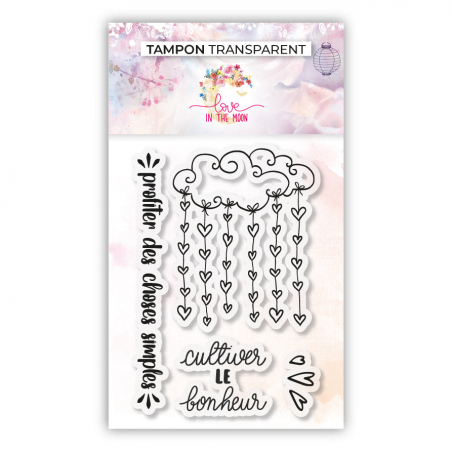 Set de 4 tampons - Cultiver le bonheur - 6,5x9,5cm