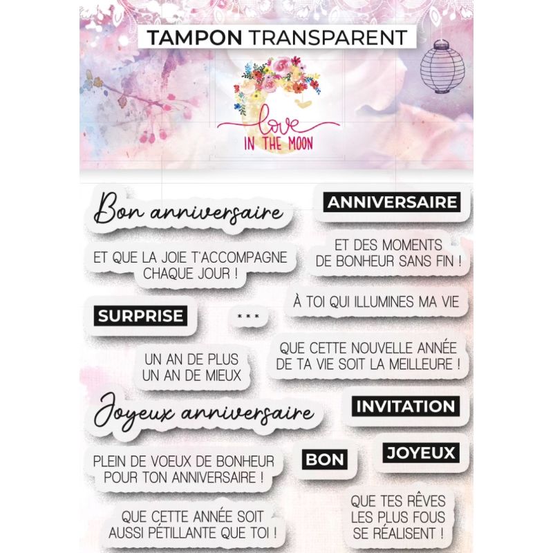 Set de 2 tampons - Vélo avec l'expression la vie est belle - 10,5x10cm
