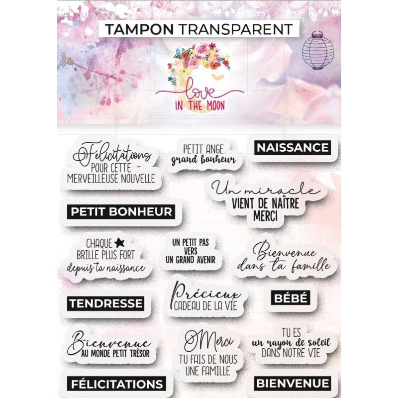 Set de 2 tampons - Vélo avec l'expression la vie est belle - 10,5x10cm